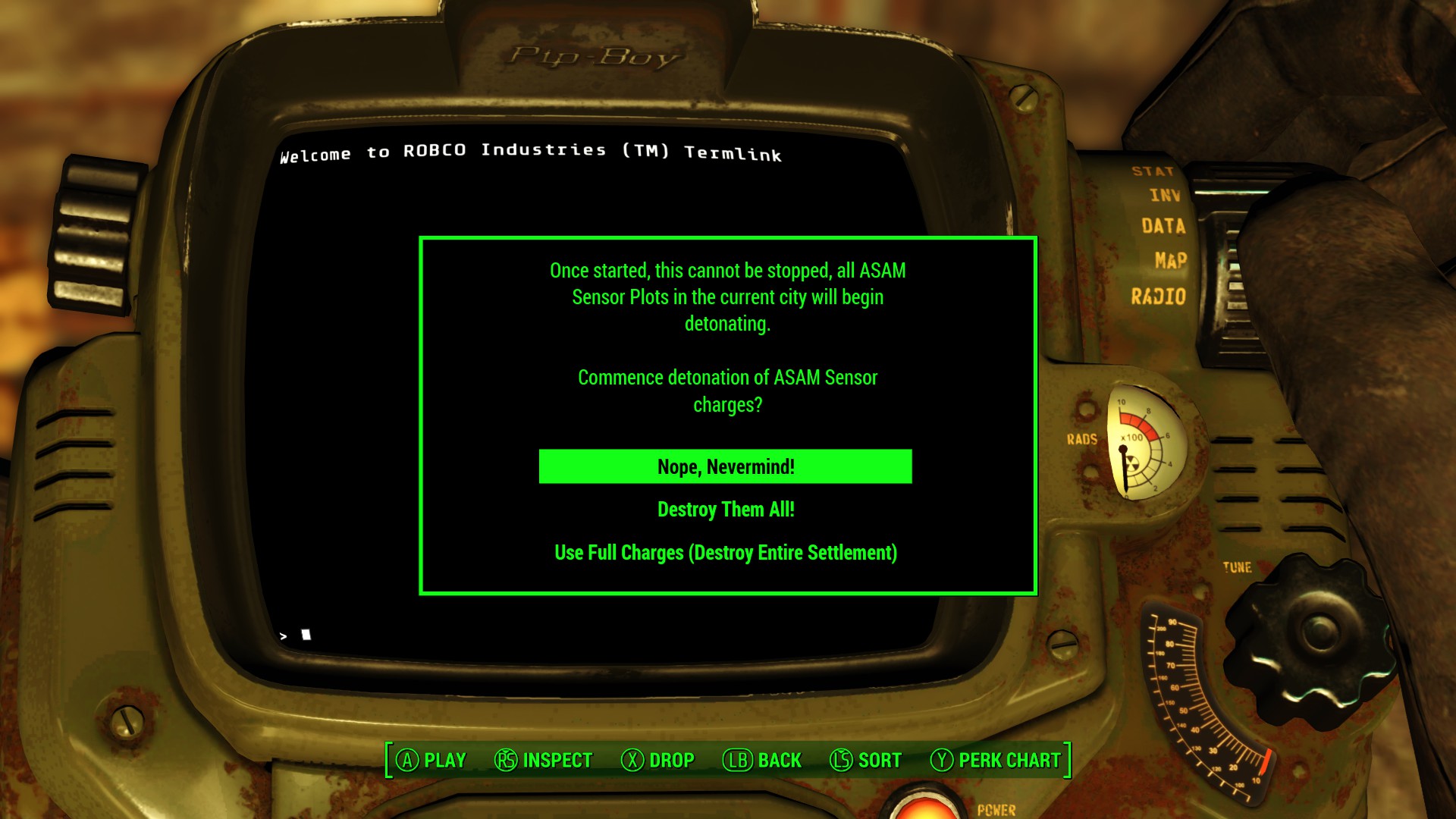 Enable console in survival fallout 4
